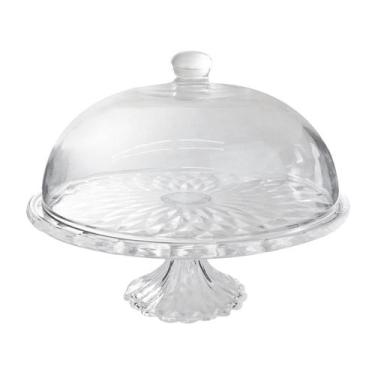 Imagem de Boleira Centro de Mesa de Vidro Com Tampa e Pé 29,7cm - Importado