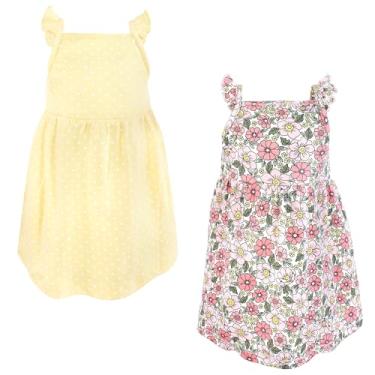 Imagem de Hudson Baby Vestidos de algodão para bebês e meninas, Rosa amarelo bonito floral, 18-24 Meses