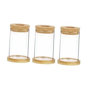 Imagem de WeiLaiKeQi 3 peças de vasos de vidro para flores, plantador de propagação, vasos de flores para plantas hidropônicas estáveis, terrário de plantas para mesa, Marrom Escuro