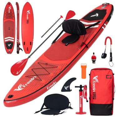 Imagem de Freein Prancha Inflável Para Stand Up Paddle, Capacidade 2 Em 1 Paddle/Caiaque Com Assento Ajustável, Adaptador Bomba Elétrica, Deck Antiderrapante Formato De Diamante E Mochila Viagem, Adultos/Pesc