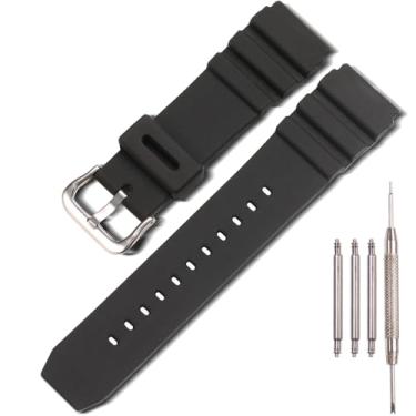 Imagem de Pulseira de relógio de silicone compatível com Casio MDV106-1A AMW320R AMW320D Pulseira de substituição masculina de borracha, unissex, esportiva, fivela de metal, Fivela de aço, One Size