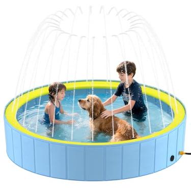 Imagem de Heeyoo Piscina dobrável para cães com irrigador para cães grandes, banheira portátil de plástico rígido PVC para animais de estimação, piscina externa dobrável para animais de estimação, 199 x 30 cm
