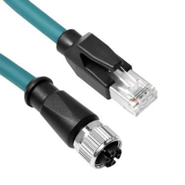 Imagem de Alvin's Cables Cabo Ethernet M12 X-Code 8 pinos fêmea para RJ45 Cat6a High-Flex blindado para Cognex Keyence Basler Módulo Fieldbus de automação industrial 3,3 pés/1 m, verde