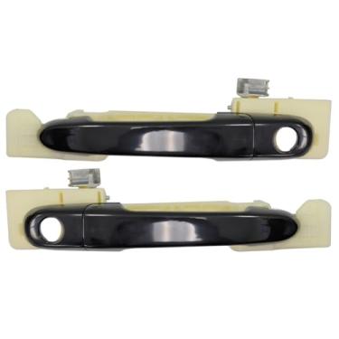 Imagem de PT Auto Warehouse HY-3235S-FP - Maçaneta externa externa, preto liso - com suporte, par dianteiro esquerdo/direito