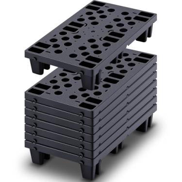 Imagem de Singhoow 8 peças de paletes de plástico leve aninháveis paletes de piso à prova de umidade com grades respiráveis para venda loja restaurante supermercado garagem armazém armazenamento porão (15,8 x