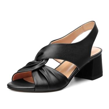 Imagem de Heisnemca Sandálias Femininas De Salto Grosso, Bico Redondo E Aberto, Alto, Cano Médio Com Tiras No Tornozelo, Sapatos Festa Para Casamento, 2 Em Preto Fosco, Tamanho 7