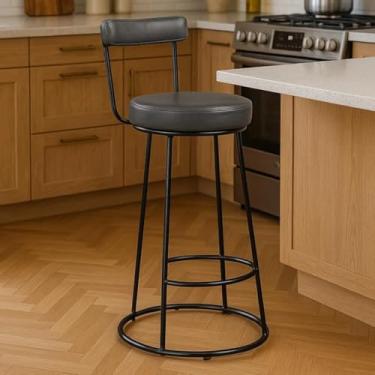 Imagem de Banqueta Alta Miami, Kit 2 Unidades, 96cm, para Balcão e Cozinha, Preta (PRETO)
