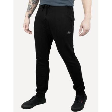 Imagem de Calça Calvin Klein Jeans Masculina Moletom Re Issue Logo Preta, L/G