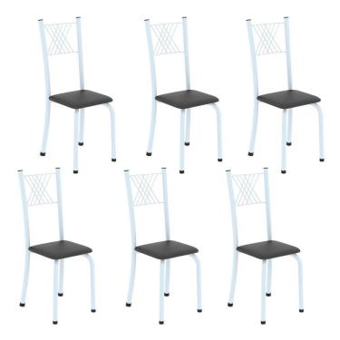 Imagem de Cadeiras para Sala de Jantar 6 Unidades Sara Preto Liso / Branco