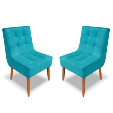 Imagem de Kit Cadeira Estofada Decorativa Para Sala de Jantar Quarto Penteadeira Quarto (azul turquesa)