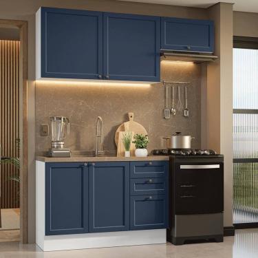 Imagem de Armário de Cozinha Compacta 180 cm Branco/Azul Vik Madesa 02