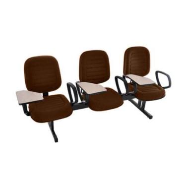 Imagem de Cadeira Em Longarina Com Prancheta Linha Blenda Marrom - DESIGN OFFICE