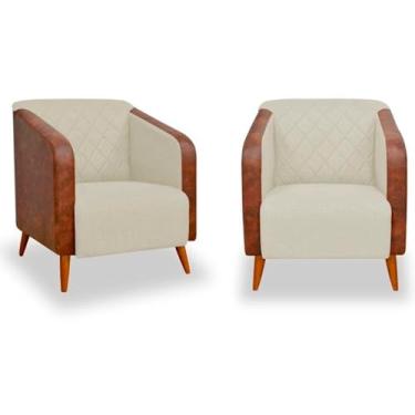 Imagem de Kit 02 Poltronas Cadeira Decorativa Sala Estar Silmara Suede Compose - Montanaris Decor