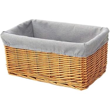 Imagem de Cestos De Armazenamento De Vime Tecidos à Mão, Recipiente Organizador Retangular Com Forros Removíveis, Cestos De Prateleira Ideal Para Cozinha, Quarto De Banheiro, Honey Color, S