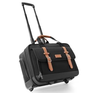 Imagem de AUROTIER Bolsa com rodinhas para laptop, pasta para homens e mulheres, bolsa de computador de 43 cm com rodas embaixo do assento, maleta para laptop para trabalho, viagem, professor universitário,