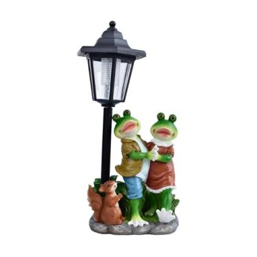 Imagem de Generic Estátua de sapo de jardim, poste de luz solar, ornamento de gramado, movido a energia solar, 5,91 polegadas x 3,35 polegadas x 13,98 polegadas,