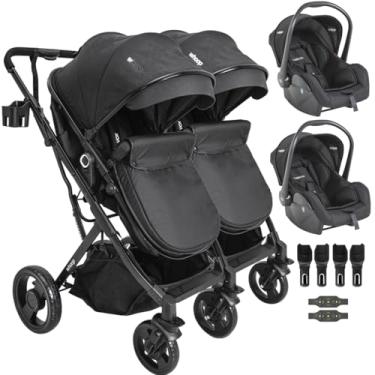 Imagem de Carrinho Kiddo para Gemeos com 2 Bebe Conforto Vox II Preto