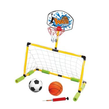 Imagem de YIJU Conjunto de jogos de polo aquático, jogos de piscina, brinquedos, esportes aquáticos, exercícios, futebol, bóia com bolas e bomba para festa infantil, 56x48x78cm