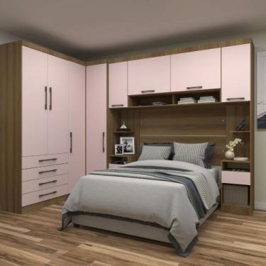 Imagem de Quarto Modulado Casal de Canto 6 Peças 8 Portas 4 Gavetas Paris Lucian