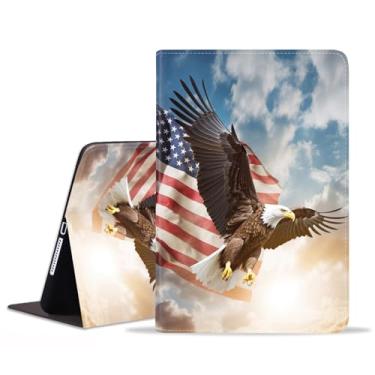 Imagem de JDHJFBFJNP Capa para Samsung Galaxy Tab S10 Plus 2024/ S9 Plus/S9 FE Plus 5G 12,4 polegadas 2023, capa fólio de couro PU premium com suporte para hibernar/despertar automático, bandeira americana