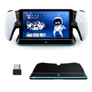 Imagem de Suporte de carregamento para PS Portal Remote Player, base de carregamento para PlayStation Portal, PS Portal Station com 7 modos de luz RGB e cabo tipo C, preto