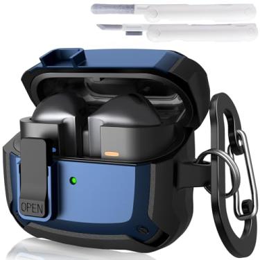 Imagem de KOREDA Compatível Com Samsung Galaxy Buds 3, Capa Protetora Rígida De Tpu Militar À Prova Choque E Trava Segurança Para Homens (Azul)