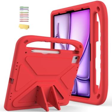 Imagem de UUcovers Capa infantil para iPad Air 33.0 cm M2 2024 com suporte/alça/caneta stylus porta-lápis, leve, macio, EVA, resistente, à prova de choque, resistente, dobrável, para meninas e meninos, linda