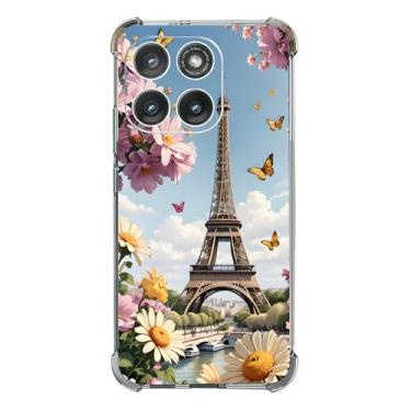 Imagem de Beaucov Capa para Motorola Edge 2025, Torre Eiffel, borboleta, flores, proteção contra quedas, à prova de choque, capa protetora de corpo inteiro resistente a arranhões para Motorola Moto Edge 2025