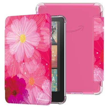 Imagem de Famavala Capa fina compatível com 17,8 cm (12ª geração, versão 2024), com função despertar/hibernar automaticamente, capa traseira de TPU macio, não serve para Pocketbook Era Color 2 Tab (flor rosa)