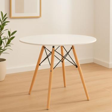 Imagem de Mesa Sofisticada Eiffel Eames Redonda 80cm Desing Moderno Elegance Cor Branco