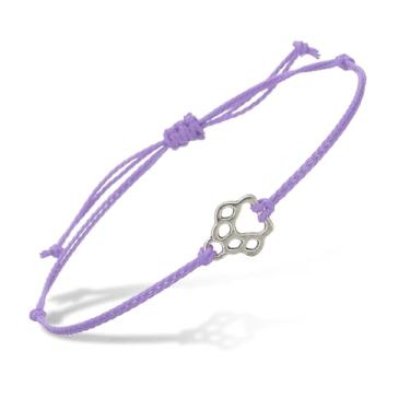 Imagem de PATIKIL Pulseira de cordão com estampa de pata de cachorro, pulseira de corda trançada feita à mão ajustável com pingente para amizade, joias artesanais, 11.8 inch, Corda de cordão, Sem pedra