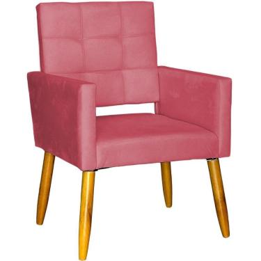 Imagem de Poltrona Decorativa Para Sala Recepção Isa Suede Cores Pé Palito Castanho