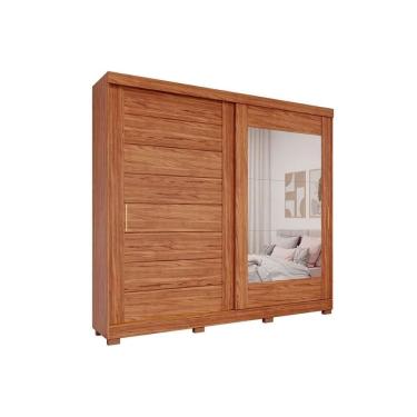 Imagem de Guarda Roupa Casal 2 Portas de Correr (1 c/ Espelho) e 8 Gavetas c/ Pés Florença Cinamo...