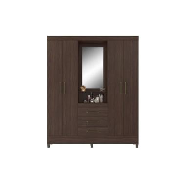 Imagem de Guarda Roupa Casal 4 Portas e 3 Gavetas c/ 1 Espelho Capelinha Persia Cafe Touch - Demóbile