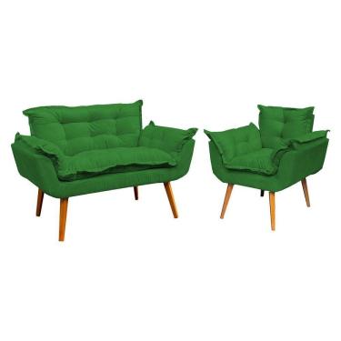 Imagem de Kit Namoradeira Manicure + Poltrona Decorativa Para Sala Recepção Consultório Alice Suede