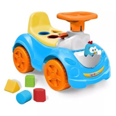 Imagem de Totokinha Andador Infantil, Carrinho com Blocos de Encaixe, Azul e Amarelo