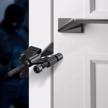 Imagem de Fechadura portátil para viagens e casa – Dispositivo de segurança de aço inoxidável, instalação sem furadeira, serve na maioria das portas – Evita entrada não autorizada em hotéis, apartamentos