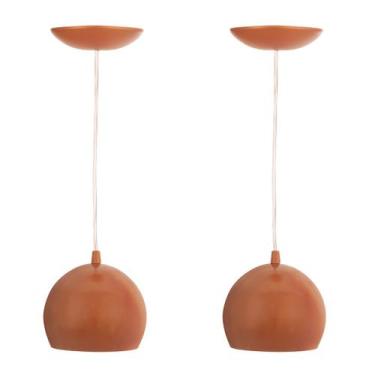 Imagem de Kit 2 Pendente LowCost Bola Pequena Alumínio 15cm Cobre - MARRYLUZ
