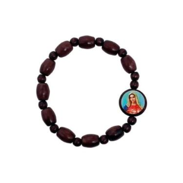 Imagem de Pulseira de Madeira com a imagem de santo resinado (4 - São Jorge)
