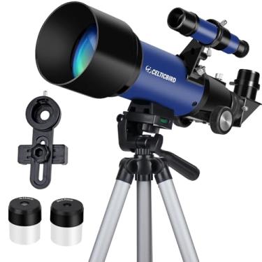 Imagem de Telescópio para crianças iniciantes, 70 mm abertura 400 mm telescópio refratário astronômico para adultos estudantes - telescópios de viagem com tripé, adaptador de telefone (azul oceano)