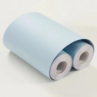 Imagem de VisitRyl Papel de parede autoadesivo azul bebê azulejos de parede decorativos, adesivos de banheiro para borda de parede azul claro fosco 15 cm x 1000 cm