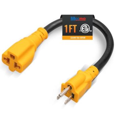 Imagem de MECMO Cabo adaptador de alimentação CA doméstico de 15 Amp de 12 polegadas para 20 Amp 12AWG, [4 em 1] NEMA 5-15P para 5-15R, 5-20R, 6-15R, 6-20R T adaptador de lâmina, 15A 125V para 20A 250V, 15Amp