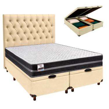 Imagem de Cama Box Bau + Colchão Casal Molas Ultralastic Bogota Inducol + Cabece