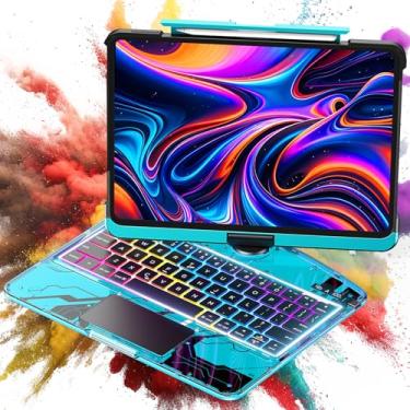 Imagem de TSQQST Capa transparente com teclado sem fio para iPad Pro de 13 polegadas M5/M4 2025/2024 com suporte para lápis e trackpad multitoque, estilo PCB visível de alta tecnologia, brilho de 3 e luz de