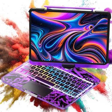 Imagem de TSQQST Capa transparente com teclado sem fio para iPad Pro 13 polegadas M4 2024 com suporte para lápis e trackpad multitoque, PCB visível, estilo de alta tecnologia, brilho de 3 e 7 cores, rotação 360