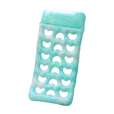 Imagem de Esquirla Flutuador inflável para piscina, lago, praia, flutuador de água, tapete flutuante, cadeira flutuante dobrável para piscina com encosto de cabeça para, Azul claro