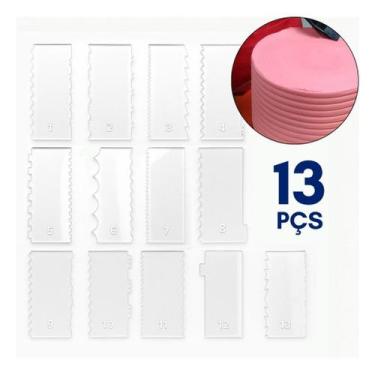 Imagem de Kit 13 Espátulas Decoração Bolo Confeiteiro Textura Desenho Minimalist