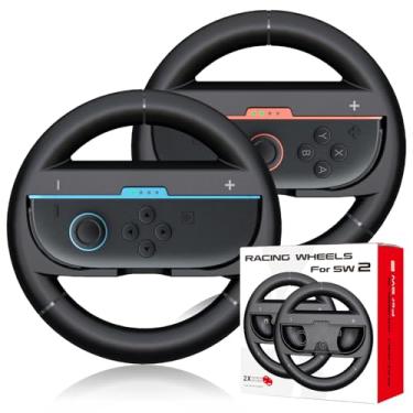 Imagem de pdobq Switch Steering Wheel for Nintendo Switch2 (2025), Racing Steering Wheel for NS2 Mario Kart World/8 Deluxe, Mario Kart Steering Wheel Race Game Grip, Switch 2 Joy-con Accessories Gift, 2 Packs