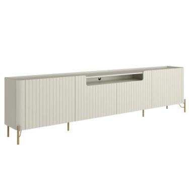 Imagem de Rack Para Sala de Estar TV 75 Pol 4 Portas Brise Pés Industrial Dourad