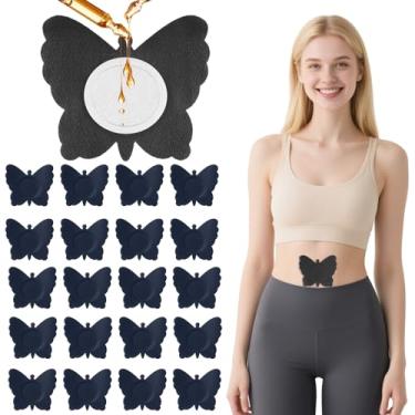 Imagem de 30 peças de óleo de rícino para umbigo, pacote de óleo de rícino em forma de borboleta, adesivos de umbigo com almofada de algodão integrada para autoadesivo de mão no estômago